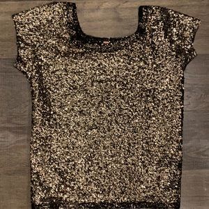 FREE PEOPLE gold sequint top